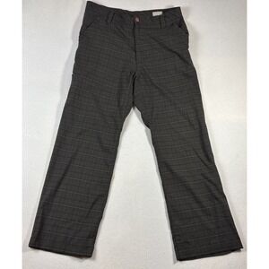 PrAna Mens Breathe Straight Fit Pants‎ Size 34x30 Side Pocket Plaid Brown